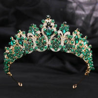 Baroque Pink Crystal Beads Bridal Crowns Handmade Tiaras Bride Headbands Rhinestone Diadem