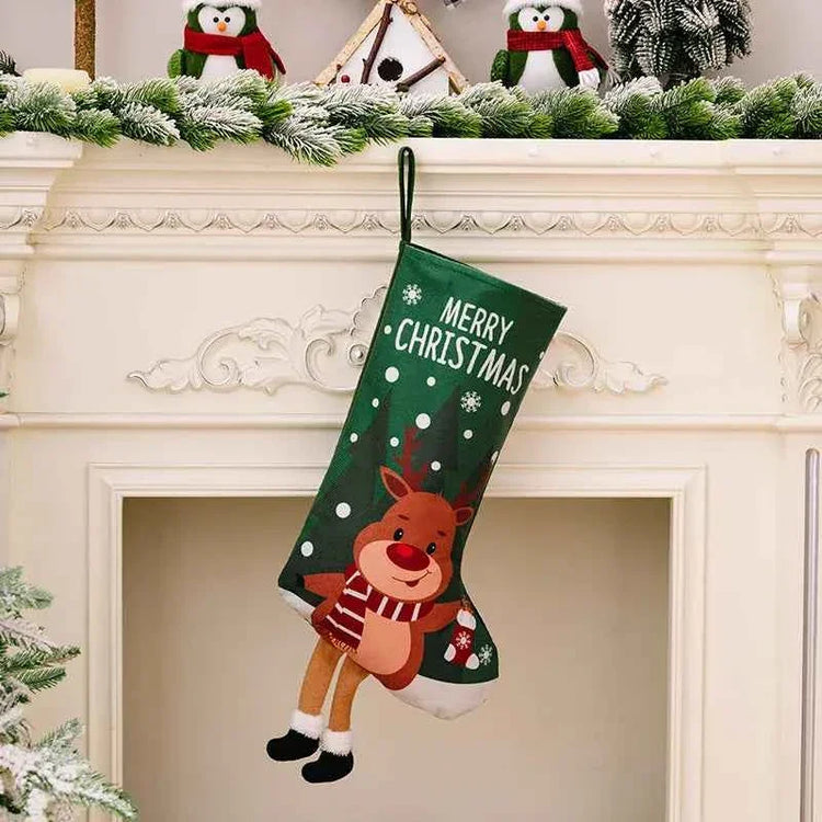 Christmas Stocking Large Stockings Santa Snowman Candy Gift Socks Tree Ornament Decorations for Family Holiday Xmas Party Decor