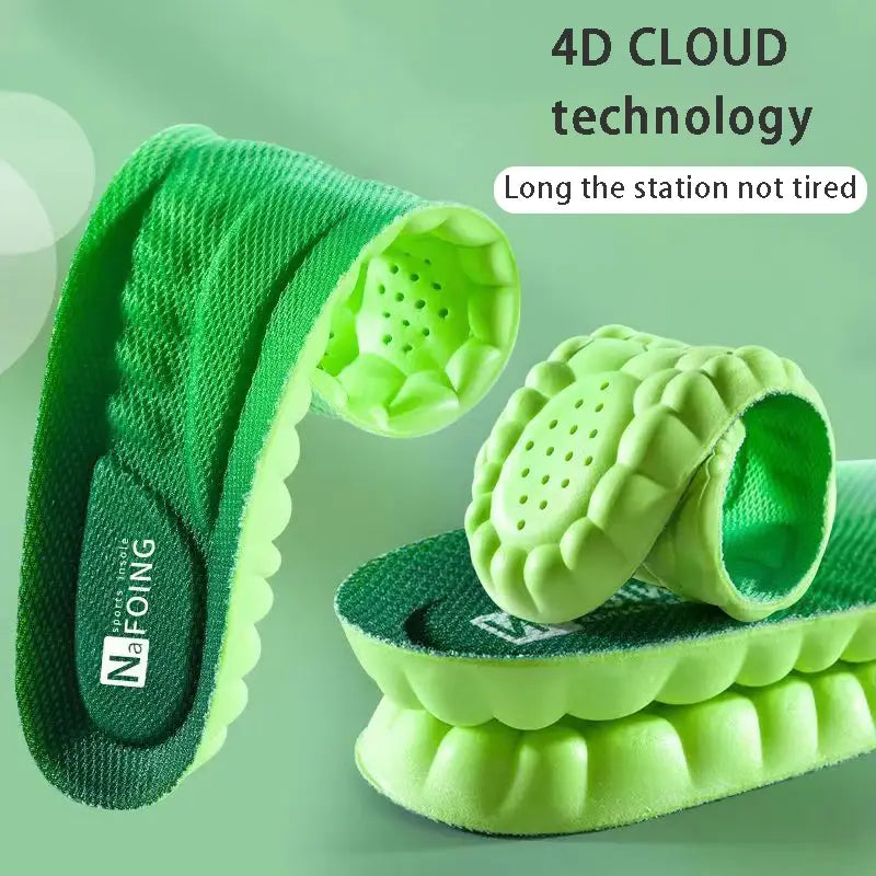 Green Orthopedic Sport Insoles Breathable Shock Absorption