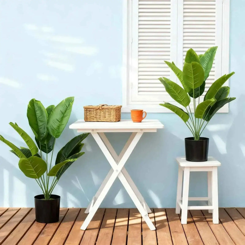 2pcs Large Realistic Artificial Bird of Paradise Plants UV Resistant No Fade Fake Banana Leaf Palm Tree for All Season Decor by DSERS