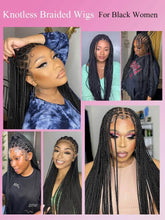 Synthetic Small Square Cornrows Braided Wigs Full Lace Knotless Box Braids Wig For Black Women 36 Inch Locs Goddess Braiding Wig - GiFTiFY