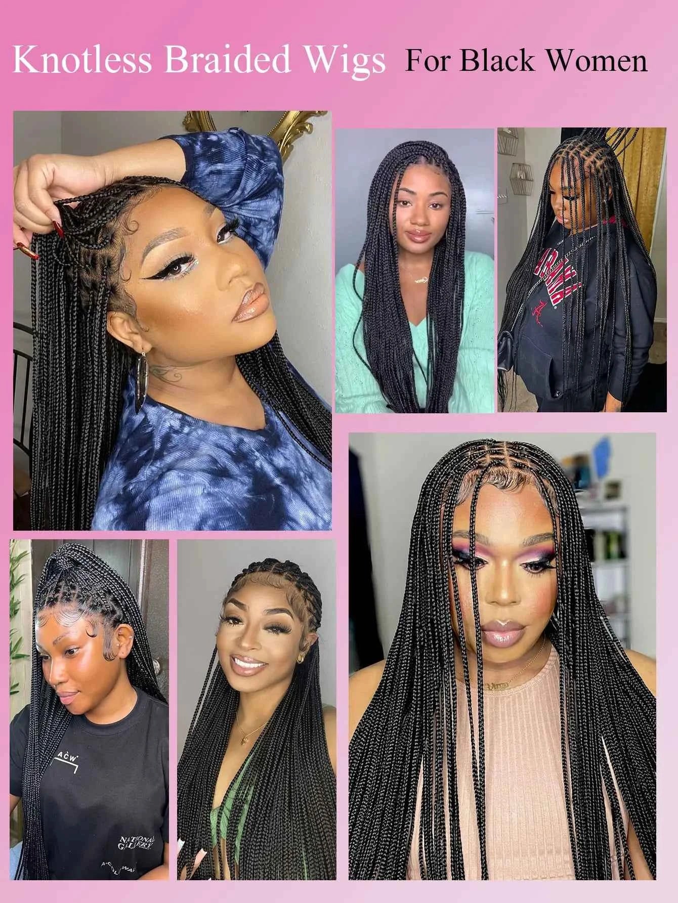 36Inch Cornrow Braided Wigs Synthetic Full Lace Knotless Braided Lace Wig With Baby Hair Small Part Braids Wig For Black Women