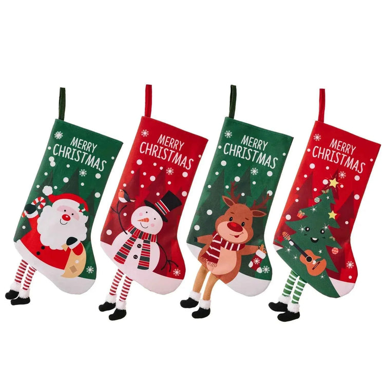 Christmas Stocking Large Stockings Santa Snowman Candy Gift Socks Tree Ornament Decorations for Family Holiday Xmas Party Decor