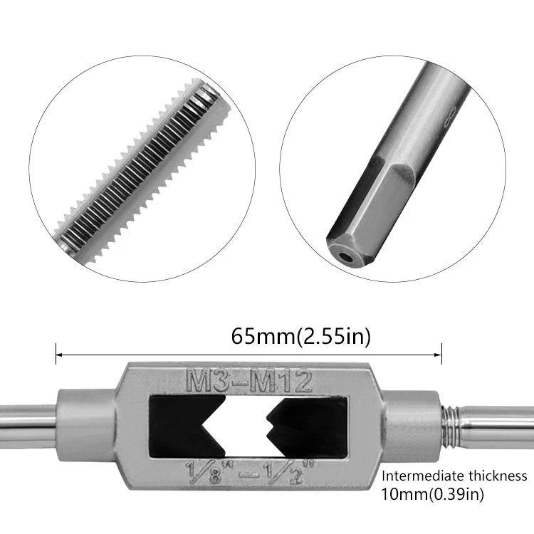 M3-M12 8/6 PCS Metric Hand Tap Set HSS Right-handed Tapping Drill Thread Punching Wrench Hand Tools Male to Make Thread in Steel GiFTiFY