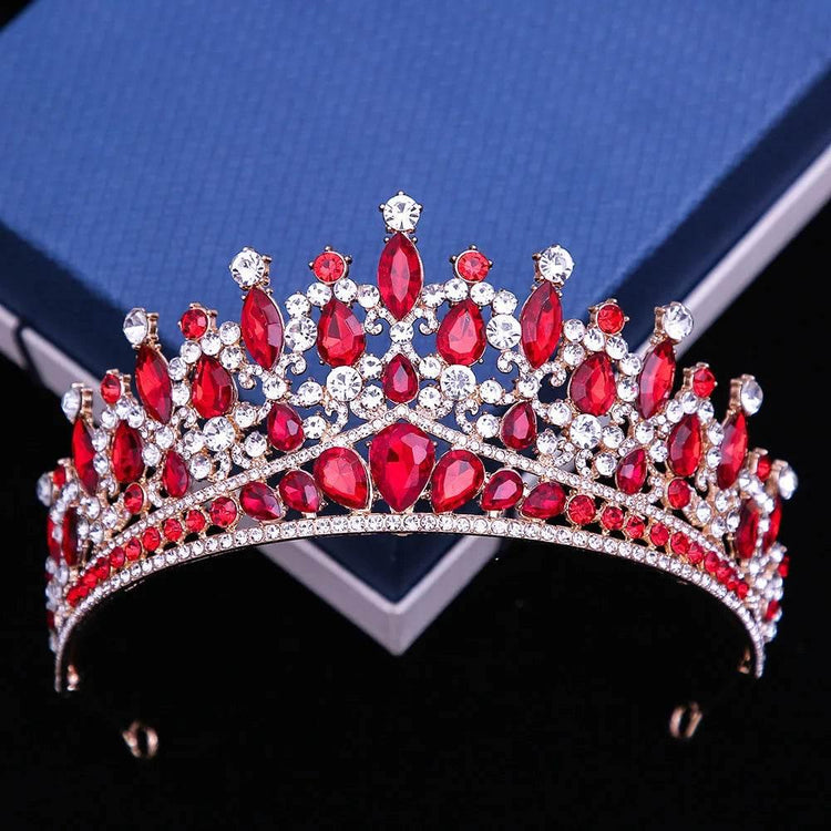 Baroque Pink Opal Crystal Bridal Crown Royal Queen Tiaras Rhinestone Pageant Prom Diadem Princess Wedding Crown Hair Accessories - GiFTiFY