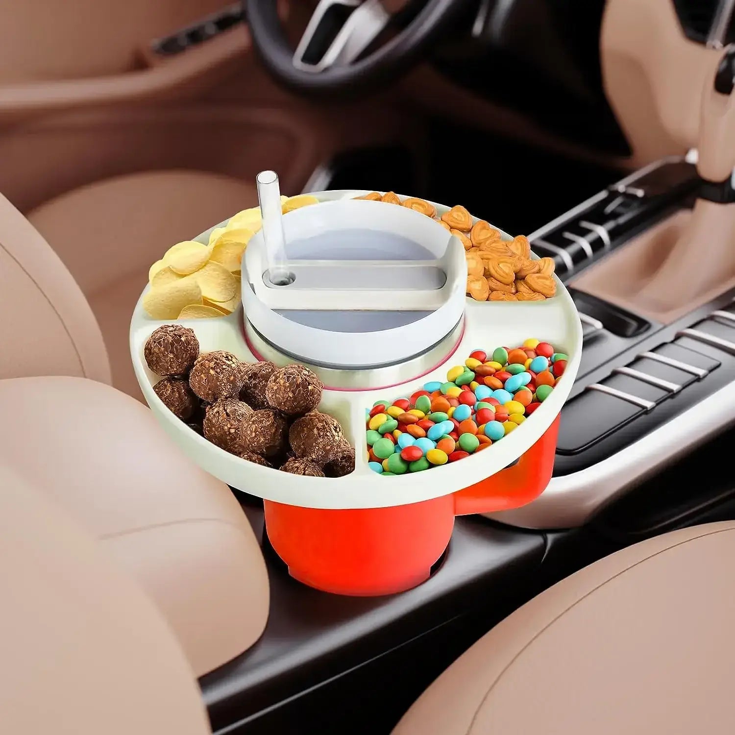Pink Silicone Snack Bowl with Cup Holder