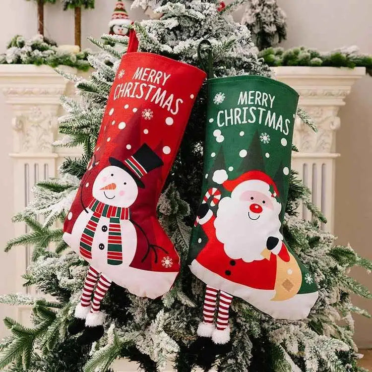 Christmas Stocking Large Stockings Santa Snowman Candy Gift Socks Tree Ornament Decorations for Family Holiday Xmas Party Decor by DSERS