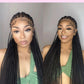 Synthetic Small Square Cornrows Braided Wigs Full Lace Knotless Box Braids Wig For Black Women 36 Inch Locs Goddess Braiding Wig GiFTiFY