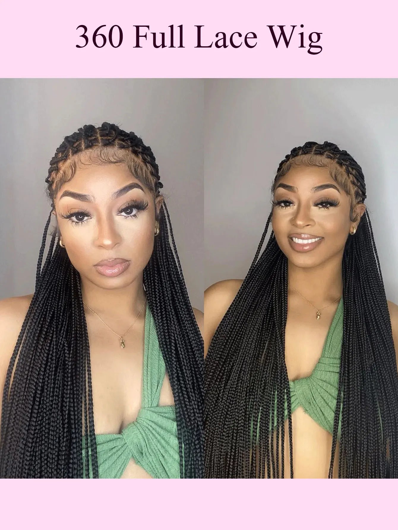 Synthetic Small Square Cornrows Braided Wigs Full Lace Knotless Box Braids Wig For Black Women 36 Inch Locs Goddess Braiding Wig GiFTiFY