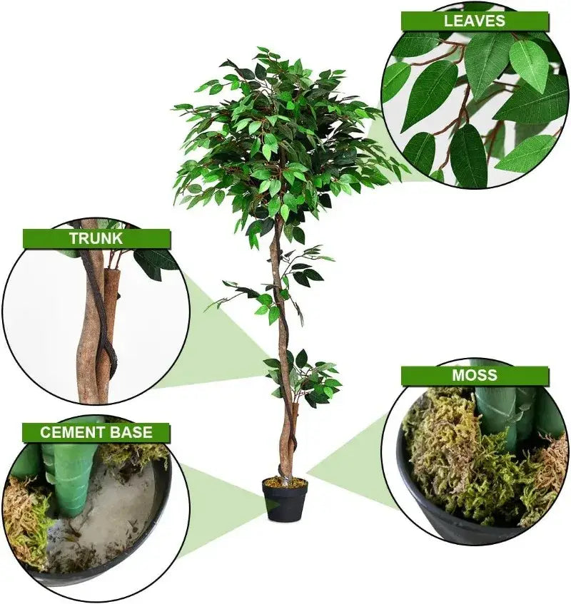 Artificial Ficus Silk Tree in Black Pot
