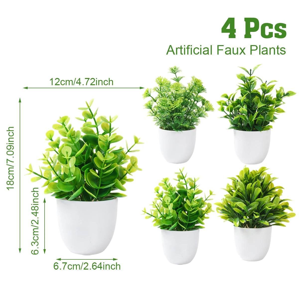1/4pcs Artificial Plants Potted Green Bonsai Small Tree Grass Plant Pot Ornament Fake Flower for Home Garden Decor Wedding Party - GiFTiFY