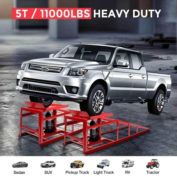 2pcs Heavy Duty Hydraulic Car Ramps 11000lbs Floor Jack Lift Ramps for Oil Changes, Truck Trailer, Home Garage & Auto Repair - GiFTiFY