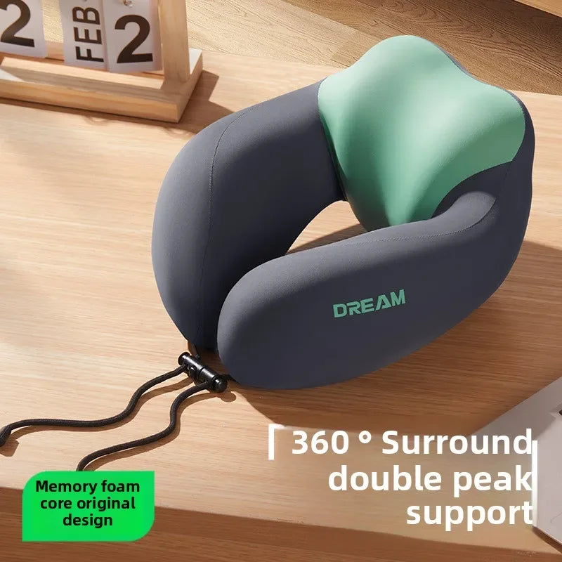 Memory Foam U-Shaped Neck Pillow for Travel & Airplane - Ergonomic Cervical Support Pillow with Portable Design Washable Cover by GiFiFY
