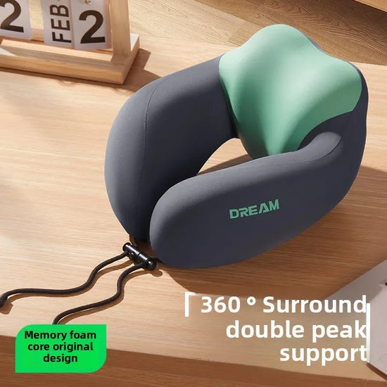 Memory Foam U-Shaped Neck Pillow for Travel & Airplane - Ergonomic Cervical Support Pillow with Portable Design Washable Cover by GiFiFY