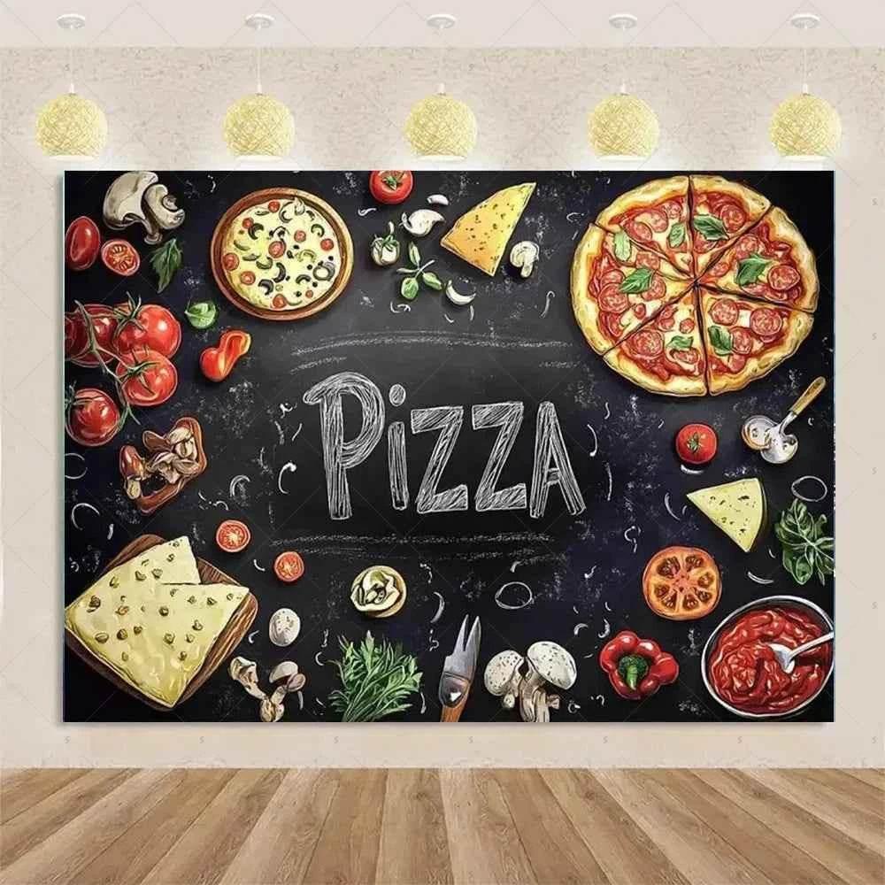 Quick Food Theme Birthday Party Decoration Hamburger French Fries Pizza Background Banner Photography Backdrop Supplies Kid Gift - GiFTiFY