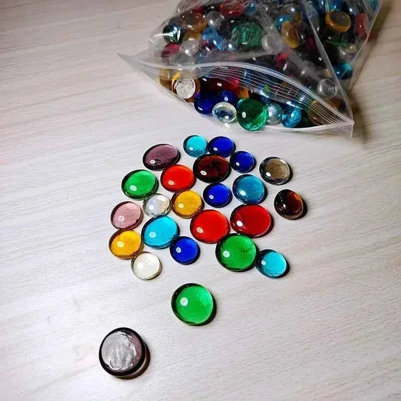 100g/3.52oz(Approx. 18-25pcs) Oblate Bead Glass Mosaic Tiles Colorful Round Mosaic Making Material Multi Diameter DIY Craft Tile by DSERS