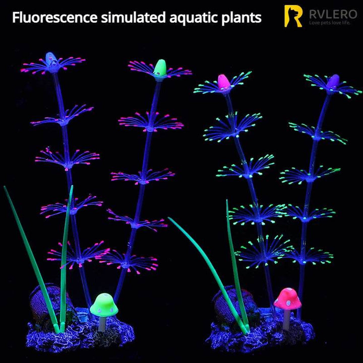 Simulation Aquatic Plants Fluorescent Silicone Water Grass Fish Tank Landscape Aquarium Decoration Coral Landscaping Home Decor - GiFTiFY