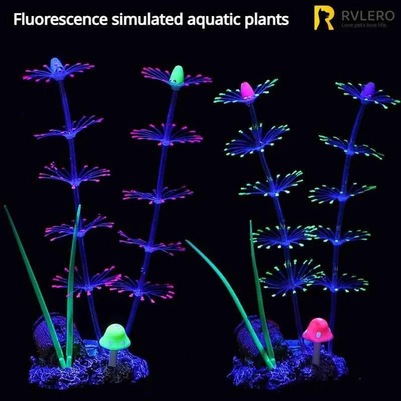 Simulation Aquatic Plants Fluorescent Silicone Water Grass Fish Tank Landscape Aquarium Decoration Coral Landscaping Home Decor - GiFTiFY