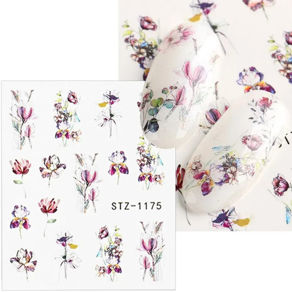 Spring Flower Leaf Nail Decals