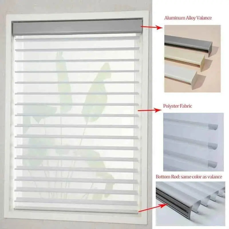 SmartMatters Electric Shangrila Blinds Smart Zigbee Blackout Zebra Shades for Windows and Doors Wifi Tuya Alexa Google Assistant Smart Shade by DS