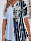 Plus Size Striped Half Sleeve Spring Blouse - GiFTiFY