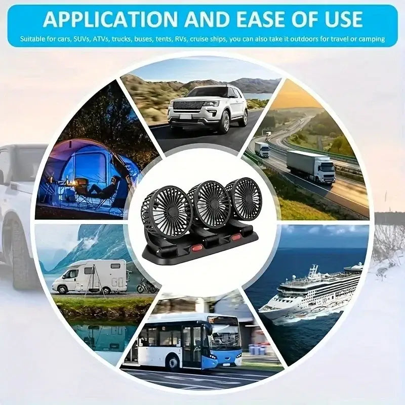 Three-Head USB Car Fan with Aromatherapy usb mini air cooler