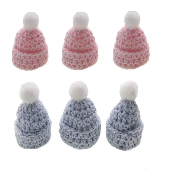 12Pcs Handmade mini crochet Hat for baby shower baptism dolls party favors sewing Applique - GiFTiFY