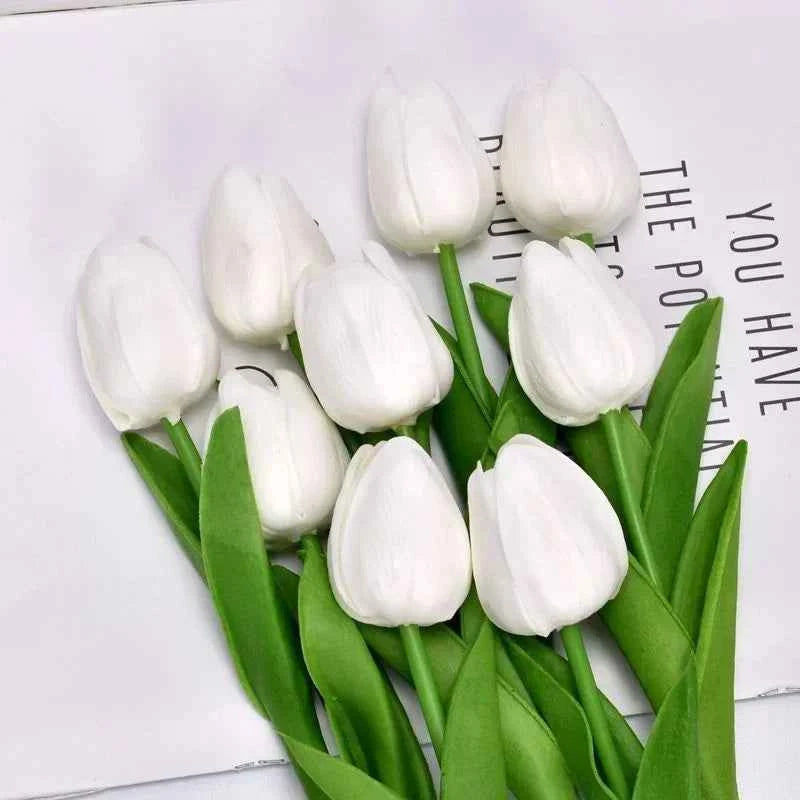 5 Pieces Tulips Artificial Flowers Bunch Home Decor Real Touch Tulip Flowers for Decoration Wedding Bridal Bouquet Fake Flowers by DSERS