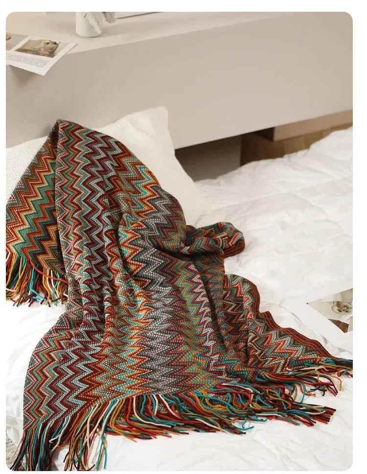 Boho Bed Plaid Blanket Geometry Aztec Baja Blankets Ethnic Sofa Cover Slipcover Decor Throw Wall Hanging Tapestry Rug Cobertor - GiFTiFY