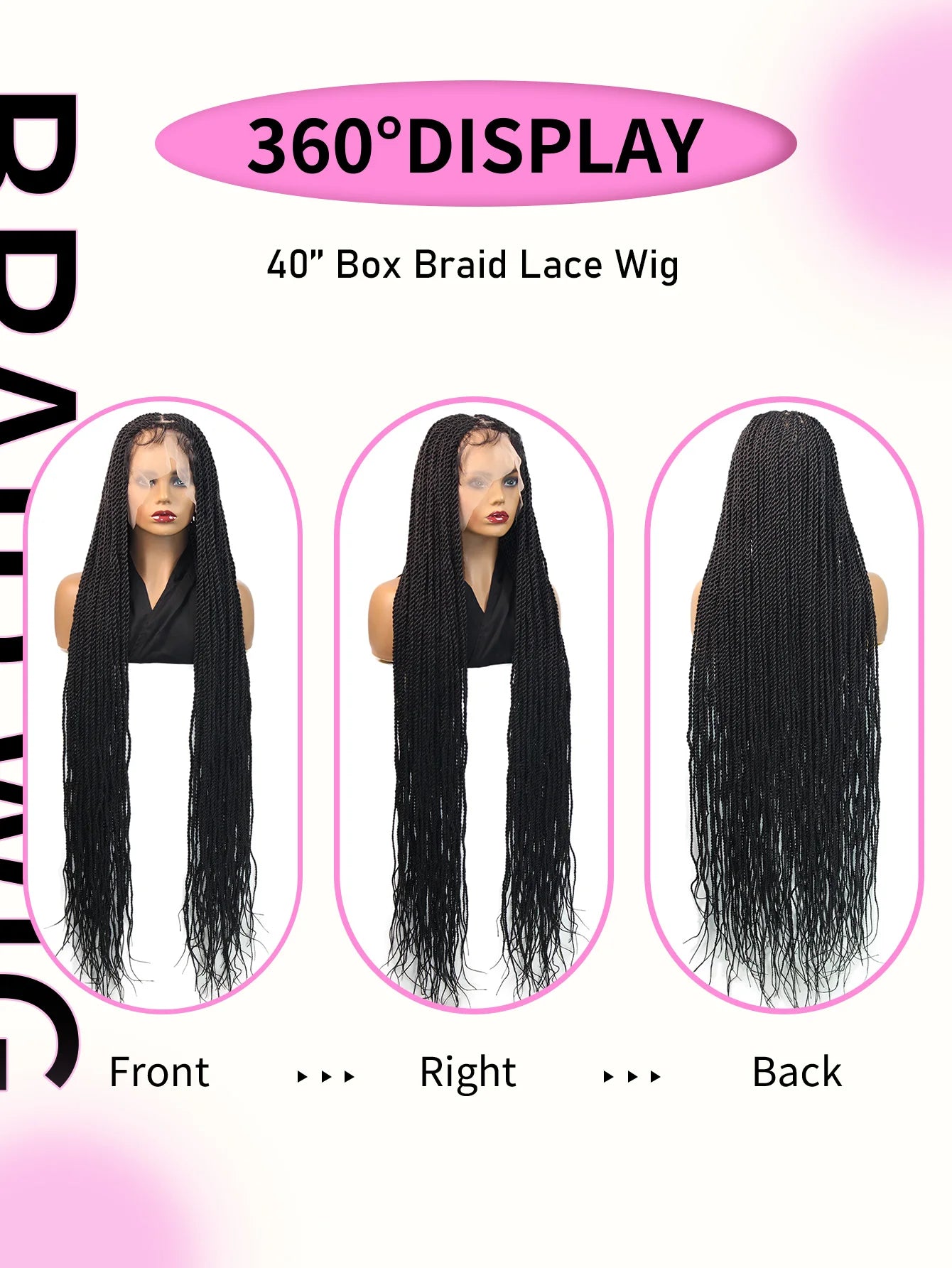 Senegalese Twists Synthetic Braided Wigs Long 40Inch Full Lace Wigs With Baby Hair Knotless Box Braiding Wigs For Black Women GiFTiFY