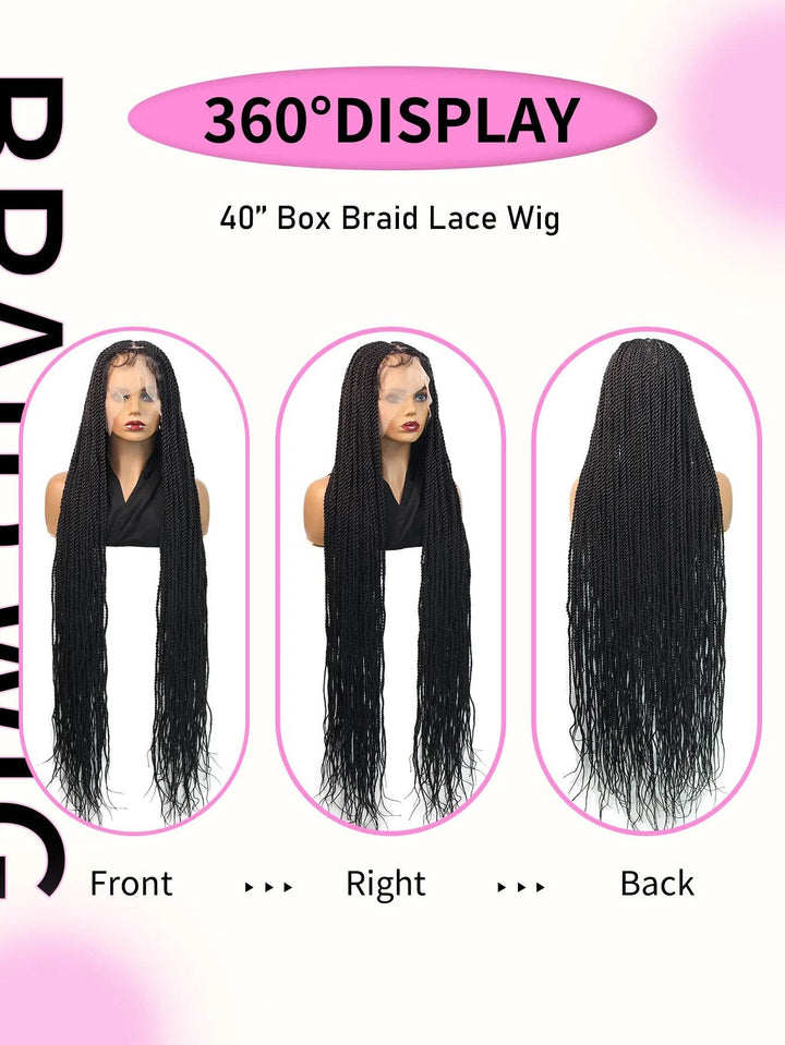 Senegalese Twists Synthetic Braided Wigs Long 40Inch Full Lace Wigs With Baby Hair Knotless Box Braiding Wigs For Black Women - GiFTiFY