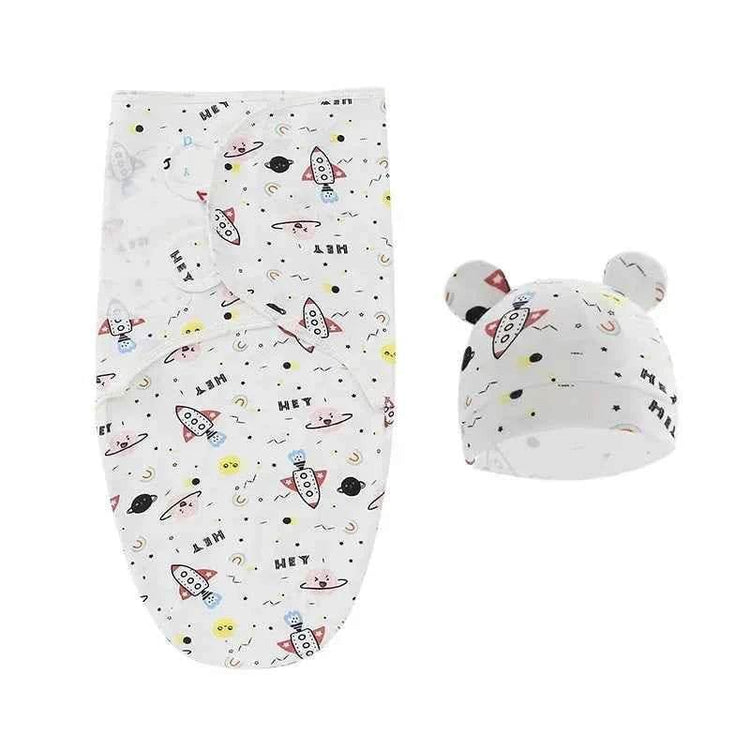 100% Organic Cotton Baby Swaddle Blanket Wrap Hat Set for Infant Adjustable Newborn Swaddle Baby Swaddle for 0-3 Month - GiFTiFY