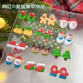 Christmas Series Nail Art Accessories 3D Resin Nail Charms Cute Bells Reindeer Snowman Cartoon Versatile Winter Nail Decorations by DSERS