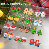 Christmas Series Nail Art Accessories 3D Resin Nail Charms Cute Bells Reindeer Snowman Cartoon Versatile Winter Nail Decorations