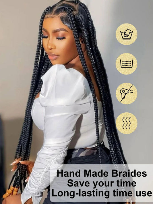 Tribal Synthetic Cornrow Braided Wigs Full Lace Wig 36Inches Knotless Jumbo Knotless Box Braids Wig Square Part For Black Women GiFTiFY