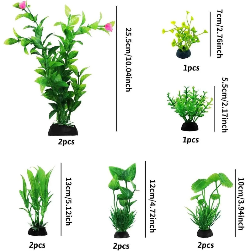 Fish Tank Accessories Green Plants 10pcs Green Fish Tank Decorations Aquarium Artificial Plastic Plants Decor Plastic Plants by DSERS