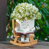 Funny Flower Pot Teacher Appreciation Gift Cute Chair Flower Pot Smile Face Planter Set for Indoor Outdoor Plants