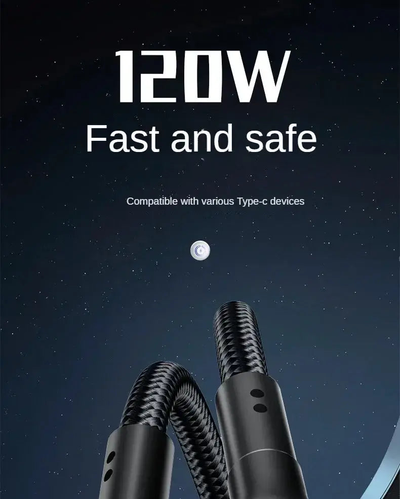 Braided Type C Cable Samsung S24 S23 120W Super Charging