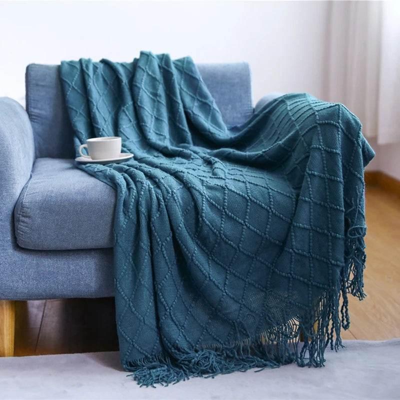 Bohemian Couch Blanket Large Knitted Tassel Throw for Bed Chair Sofa Couch Cover All-Season Blankets Home Decor Soft Comfortable - GiFTiFY