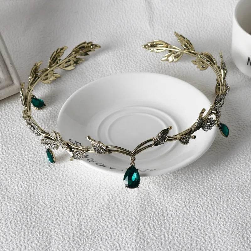 Luxury Crystal Crown Bridal Hair Accessories Wedding Rhinestone Waterdrop Leaf Tiara Crown Headband Frontlet Brides Hair Jewelry - GiFTiFY