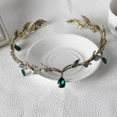 Luxury Crystal Crown Bridal Hair Accessories Wedding Rhinestone Waterdrop Leaf Tiara Crown Headband Frontlet Brides Hair Jewelry - GiFTiFY