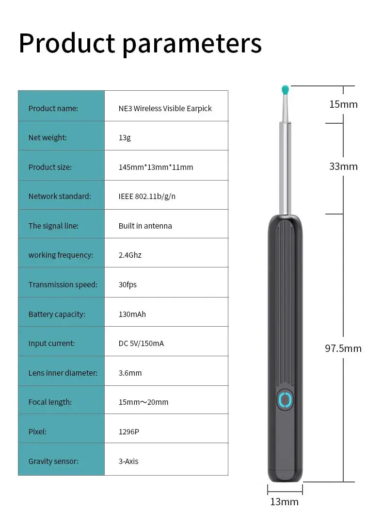 Wireless Ear Cleaning Mobile phone Link Camera LED light Wireless Ear Endoscope Earwax Cleaning
