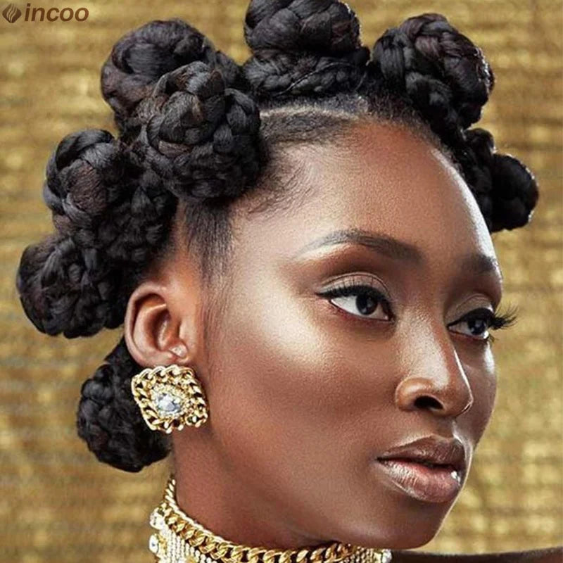 Summer Synthetic Bantu Knots Cornrows Braided Wigs Knotless Large Box  Braids Wig Full Lace Wig For Black Women Handmade Twists GiFTiFY
