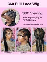 6 Stitches Synthetic Full Lace Cornrow Braided Wig Knotless Box Braids Wig For Black Women 36&