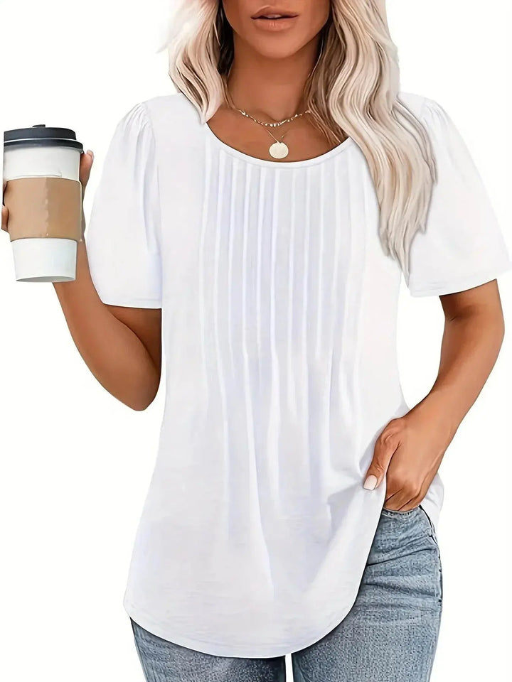 Summer V-Neck Puff Sleeve Tunic Tops for Women - GiFTiFY