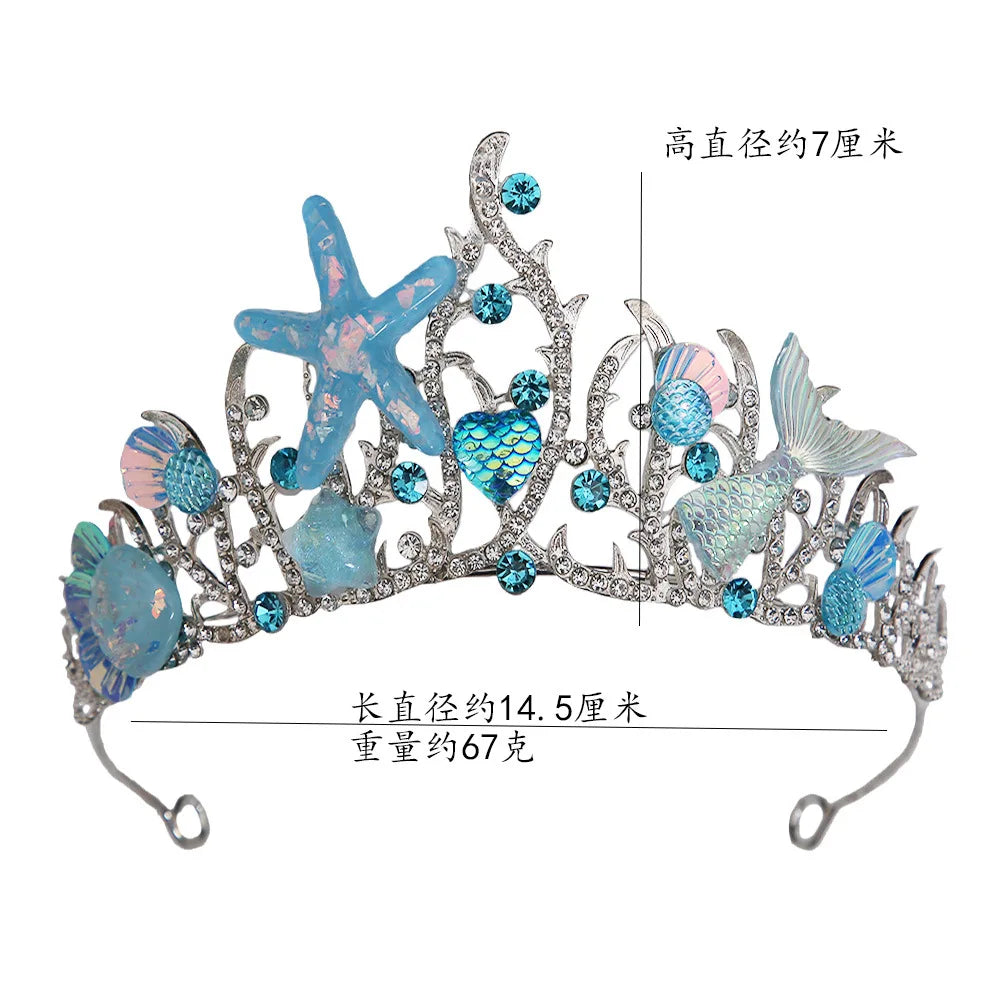 New Mermaid Crown Diadem Halloween Ocean Style Costume Seashell Starfish Hair Accessories for Women Girls Birthday Party Tiaras GiFTiFY