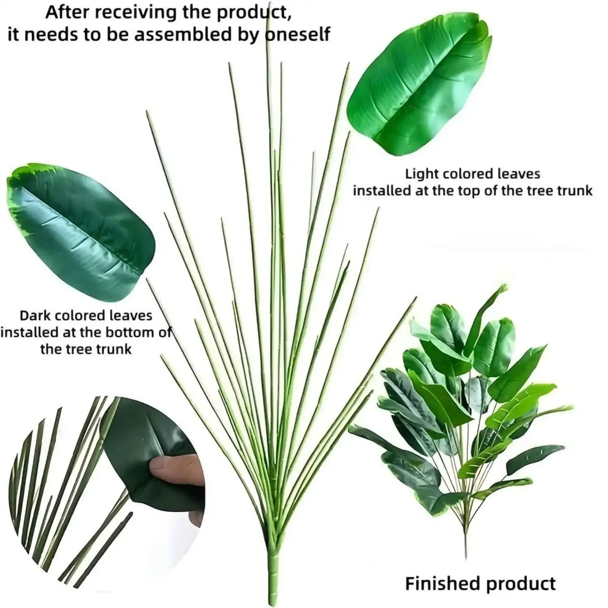 2pcs Large Realistic Artificial Bird of Paradise Plants UV Resistant No Fade Fake Banana Leaf Palm Tree for All Season Decor by DSERS