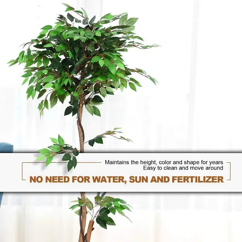 Artificial Ficus Silk Tree in Black Pot