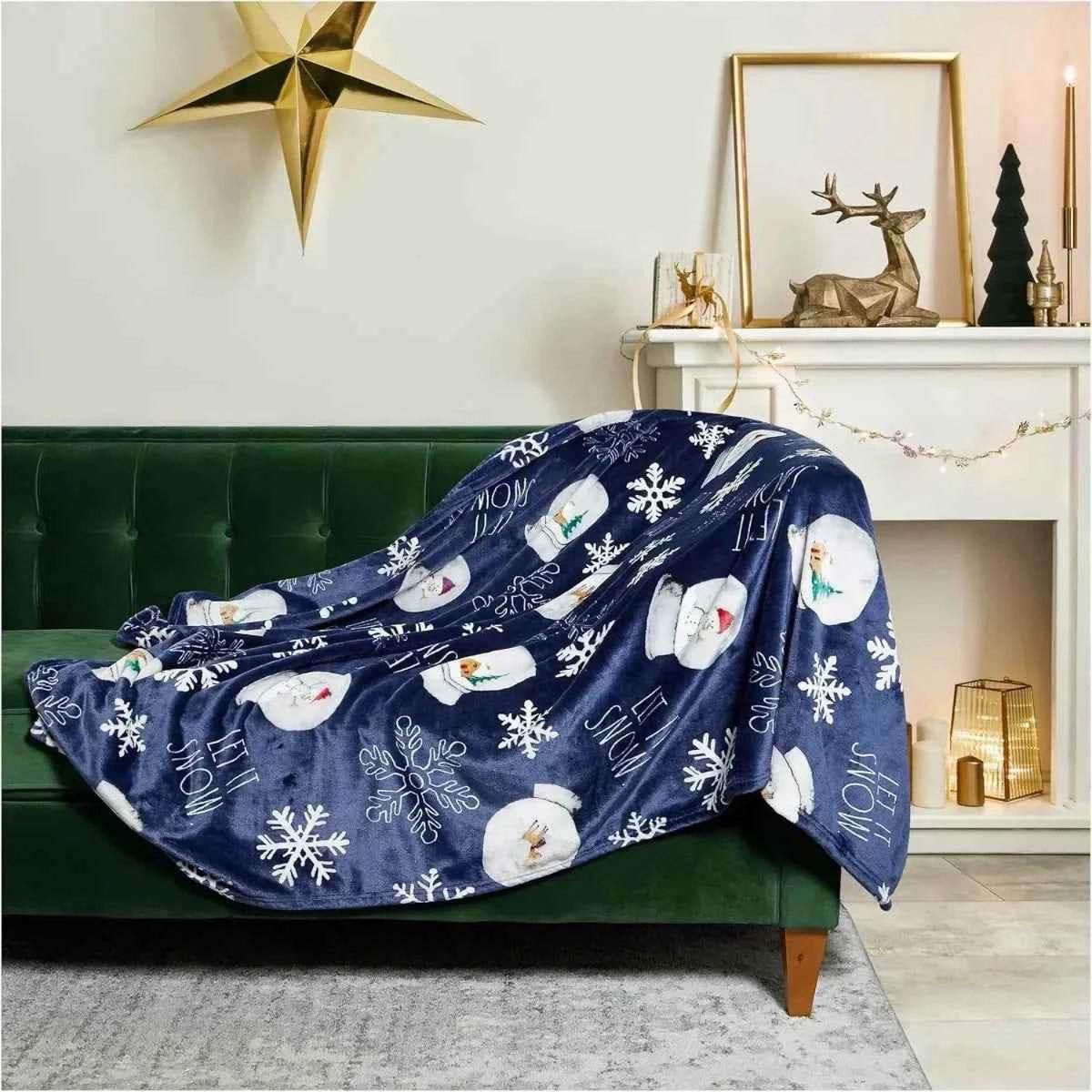 Christmas Blanket Soft, Decorative Blankets for Bed Cozy Throws for Sofa, Soft Plush Throw Embroidered Home Sweet Home - GiFTiFY