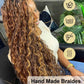 Synthetic Blonde Goddess Boho Box Braided Wigs For Women Braided Full Lace Wig With Curly Hair Ends Big Part Knotless Box Braids